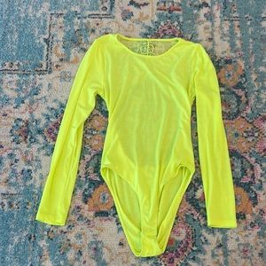 Women’s fluorescent yellow bodysuit.